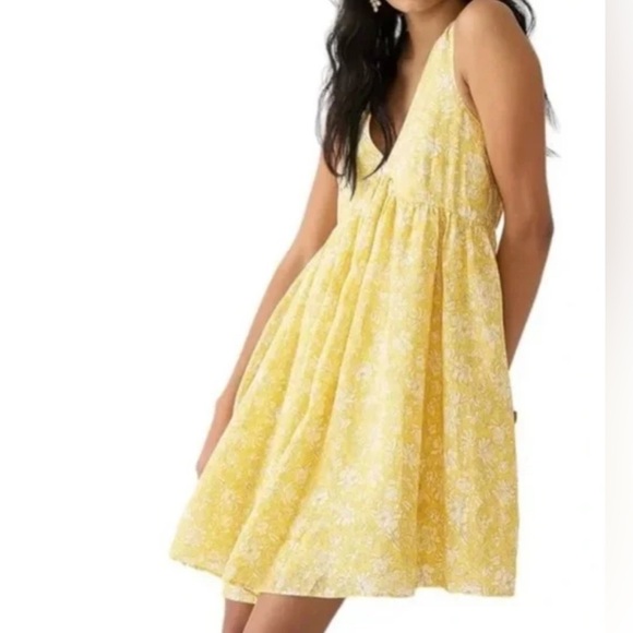 J Crew Yellow Floral V Neck Dress SZ XL - Picture 11 of 11